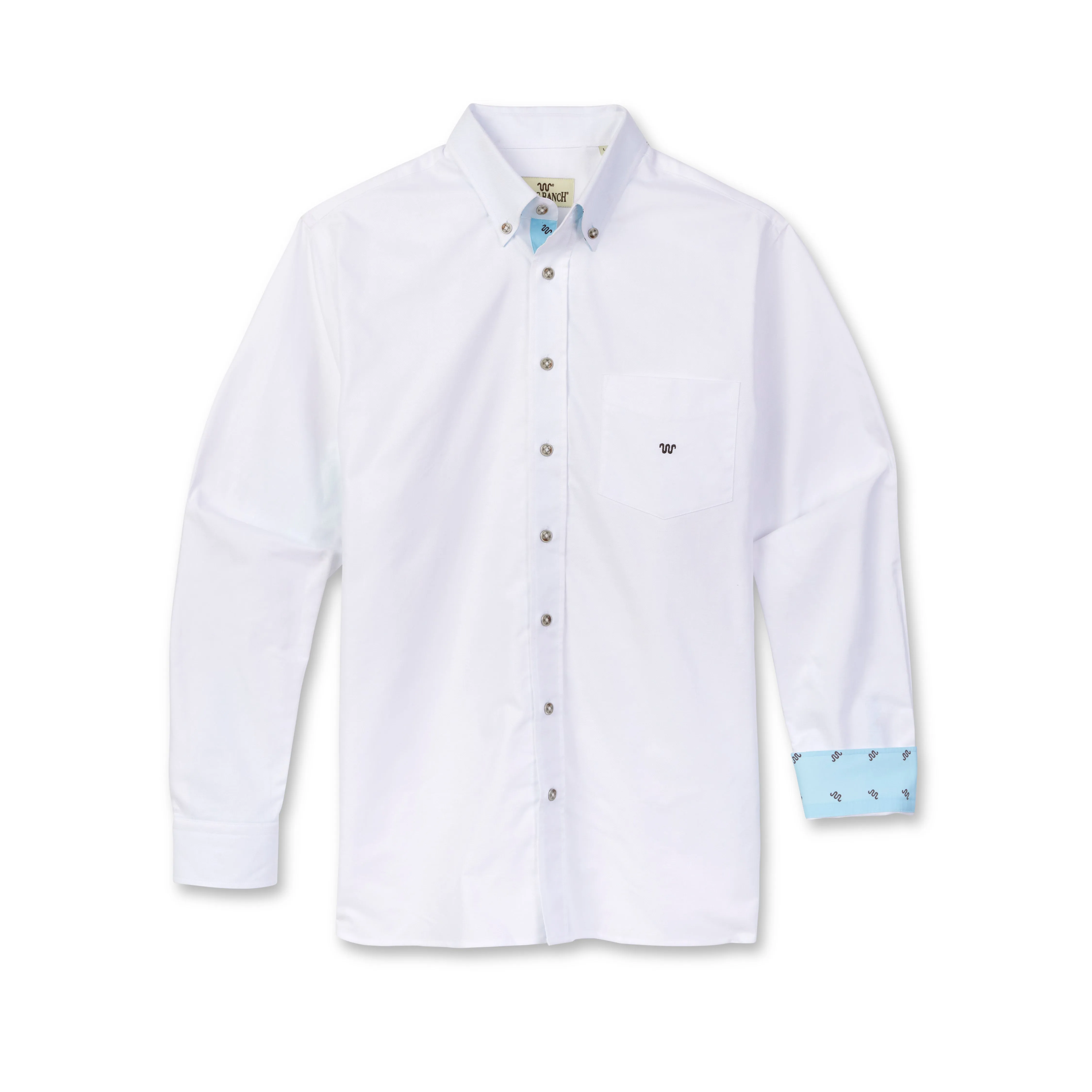 Men's Solid Oxford Shirt With Running W Trim