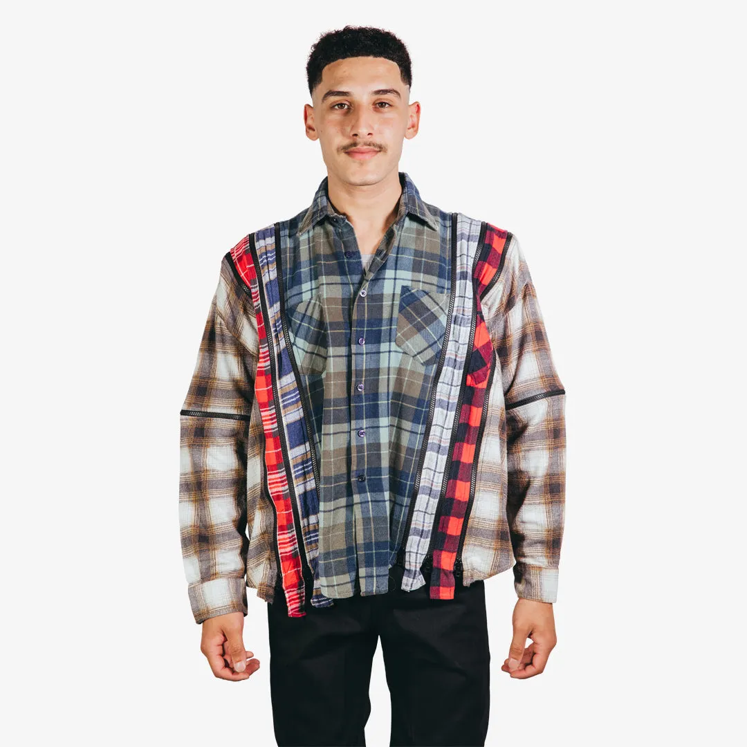 Needles Rebuild Flannel Shirt 7 Zip Wide Shirt Green/Multi - X SMALL