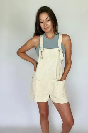 Neutral Cotton Linen Short Overall