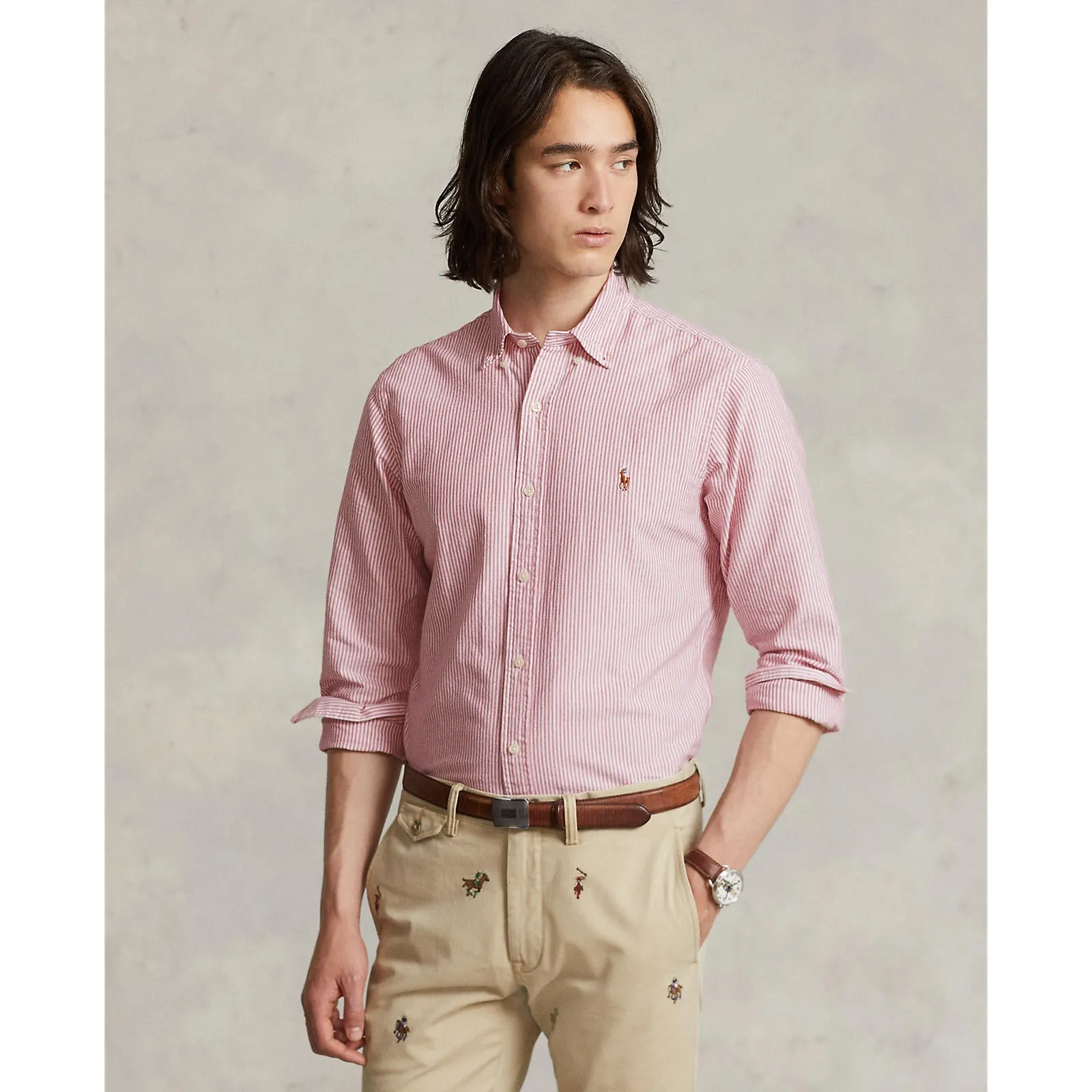 Oxford Shirt - Stripe - Burgundy / White