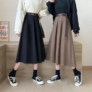 Pleated Mid-Calf Skirt