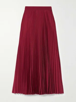 Pleated satin maxi skirt