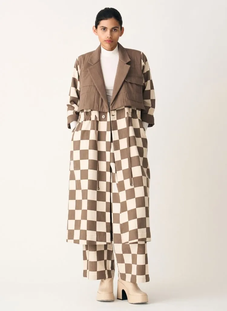 Quilted Yoke Trench Set