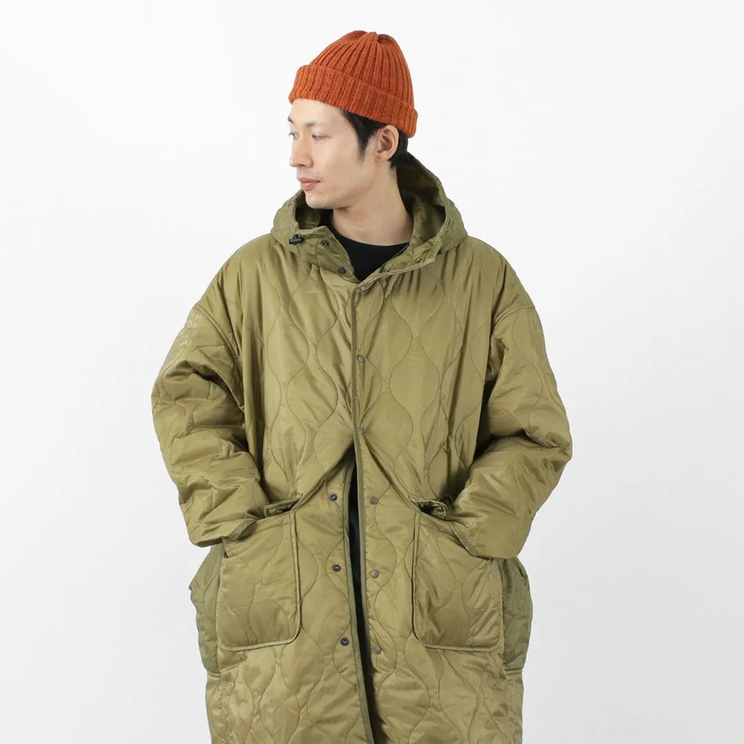 REMI RELIEF / Nylon Rip Gourd Quilted Coat Hoodie