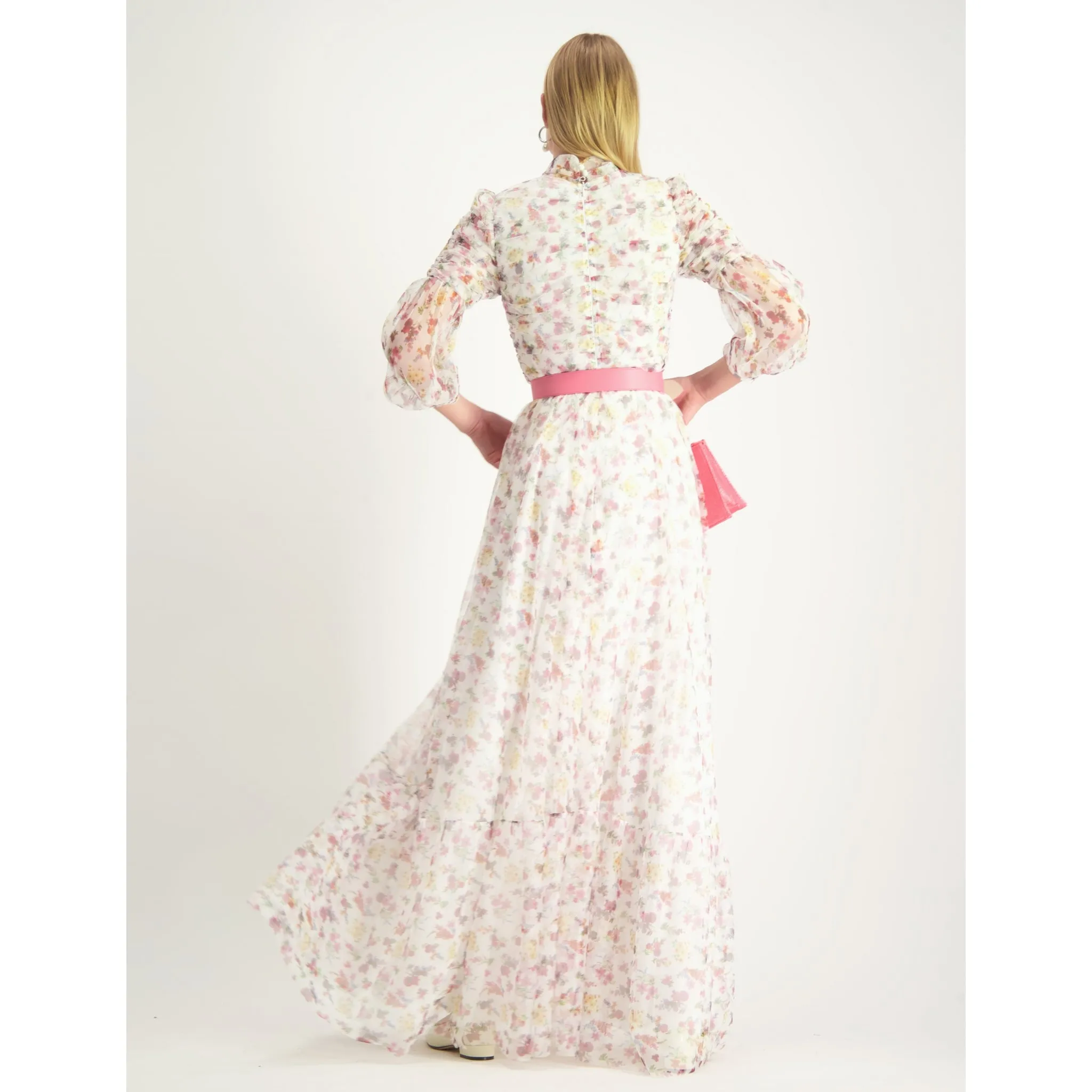 Ruched White Floral Midi Maxi Dress by Touch