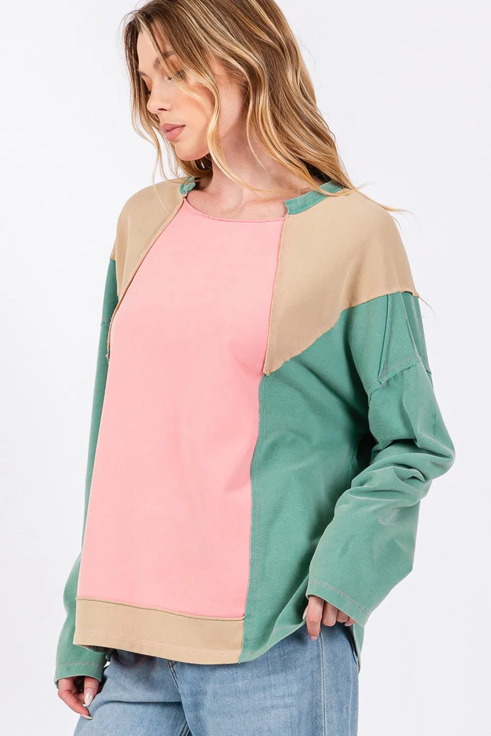 SAGE   FIG Mineral Wash Color Block Top