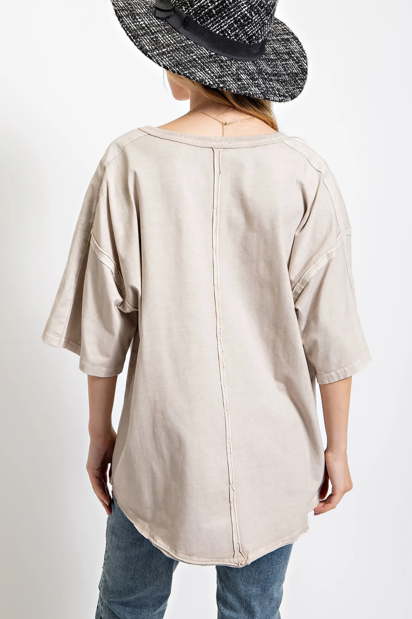 Short Sleeve Washed Cotton Jersey Oversized Top