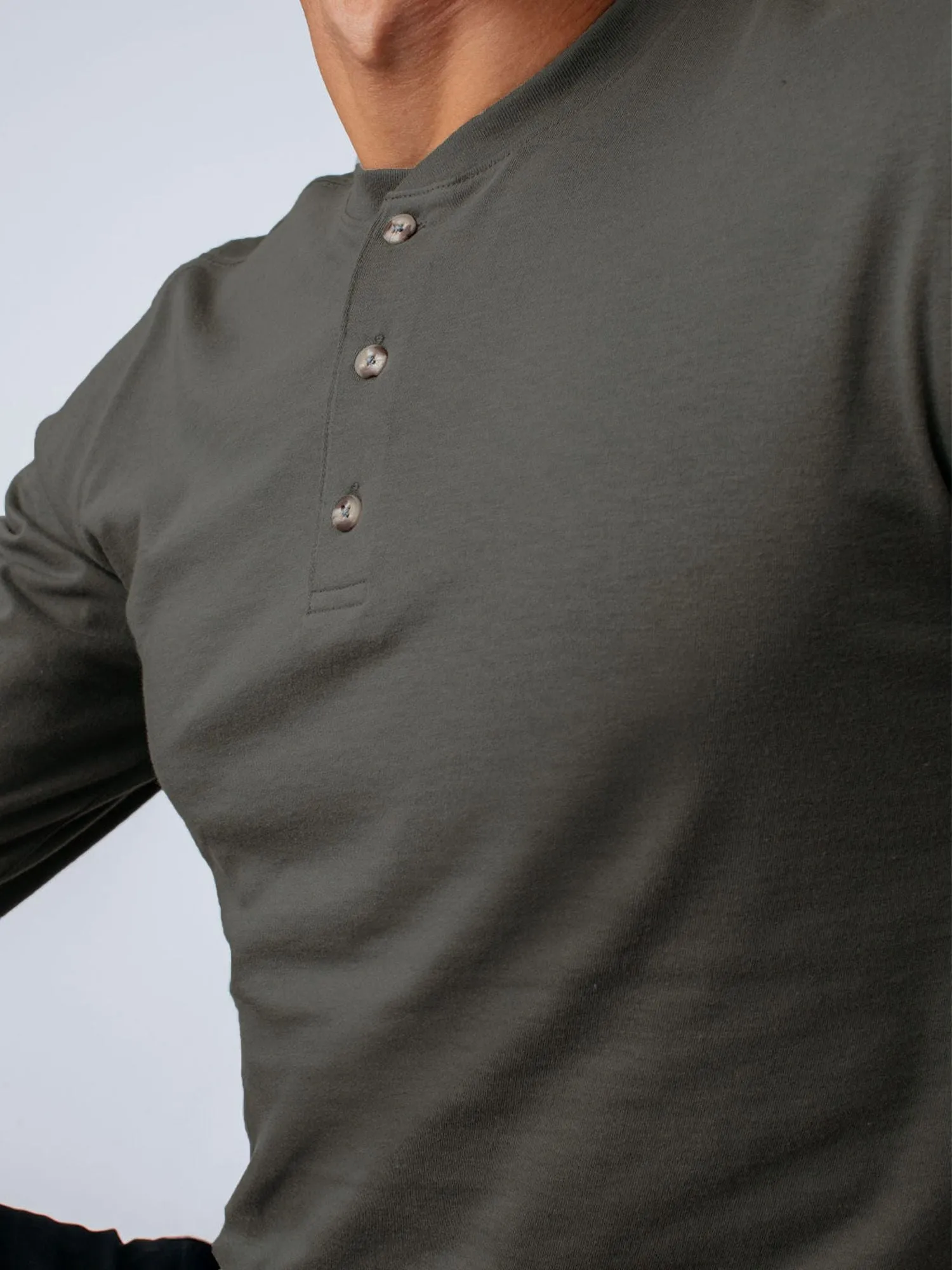 Stone Green Long Sleeve Henley FINAL SALE