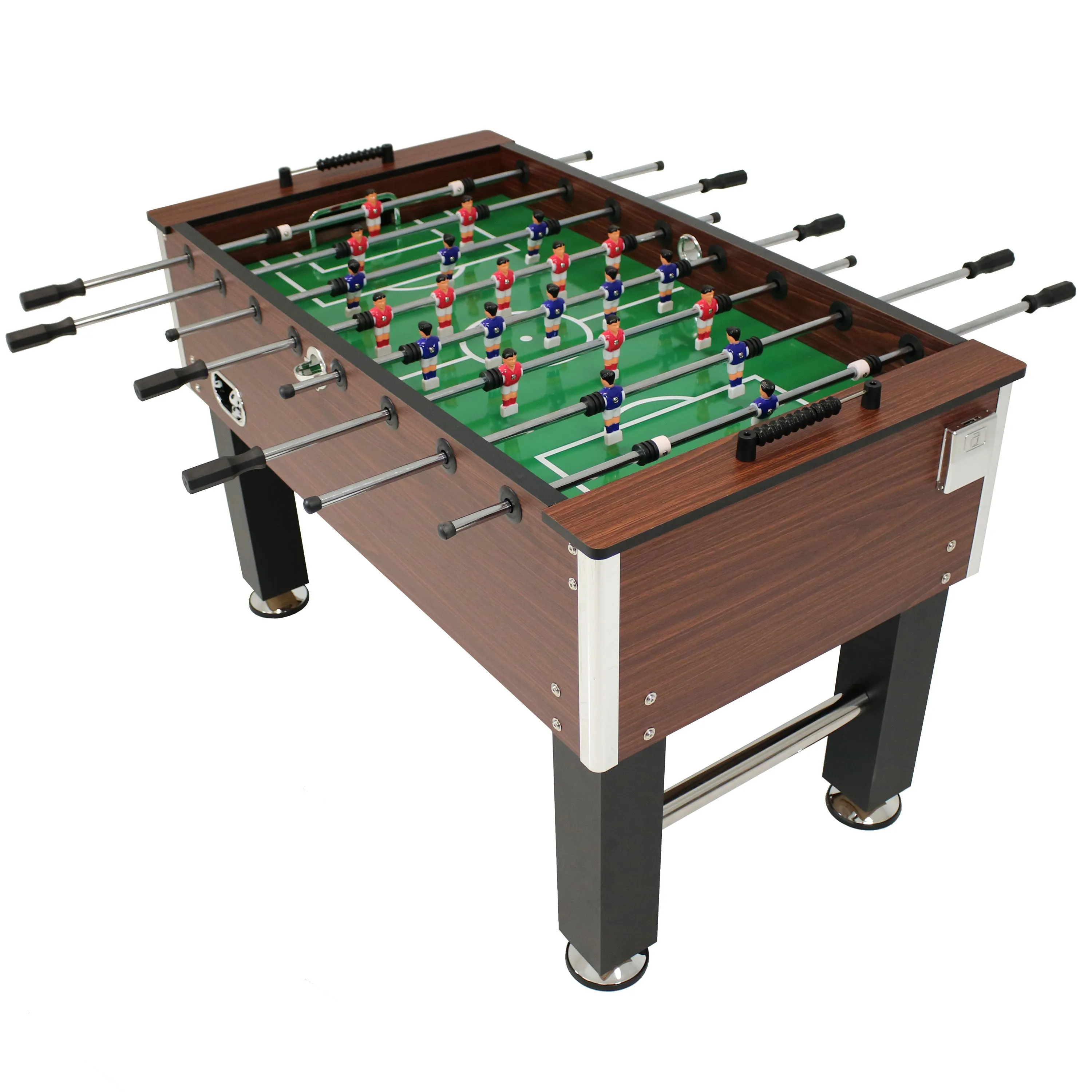 Sunnydaze 55" Faux Wood Foosball Table with Folding Drink Holders