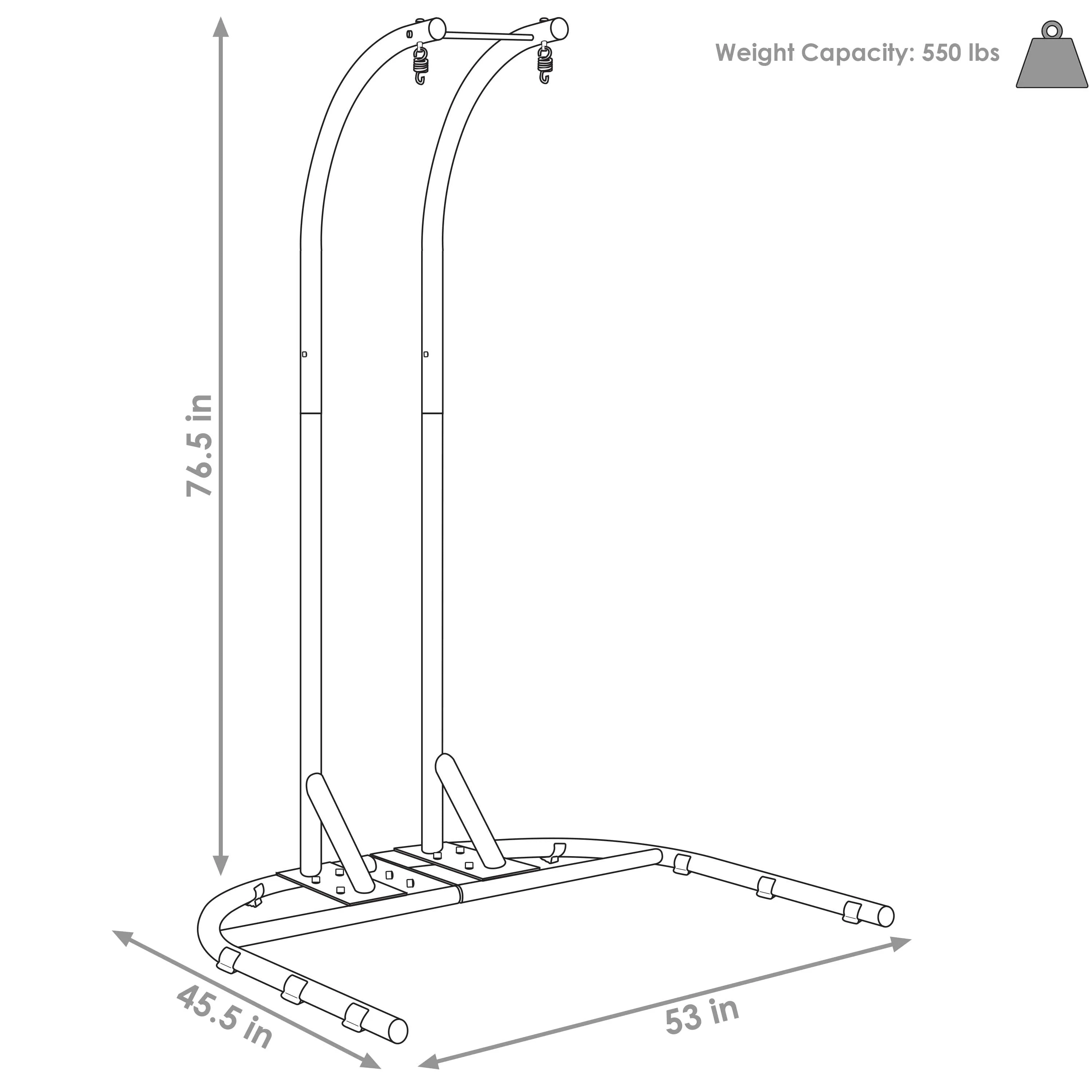 Sunnydaze Deluxe Steel U-Shape Hanging Chair Stand - 76"