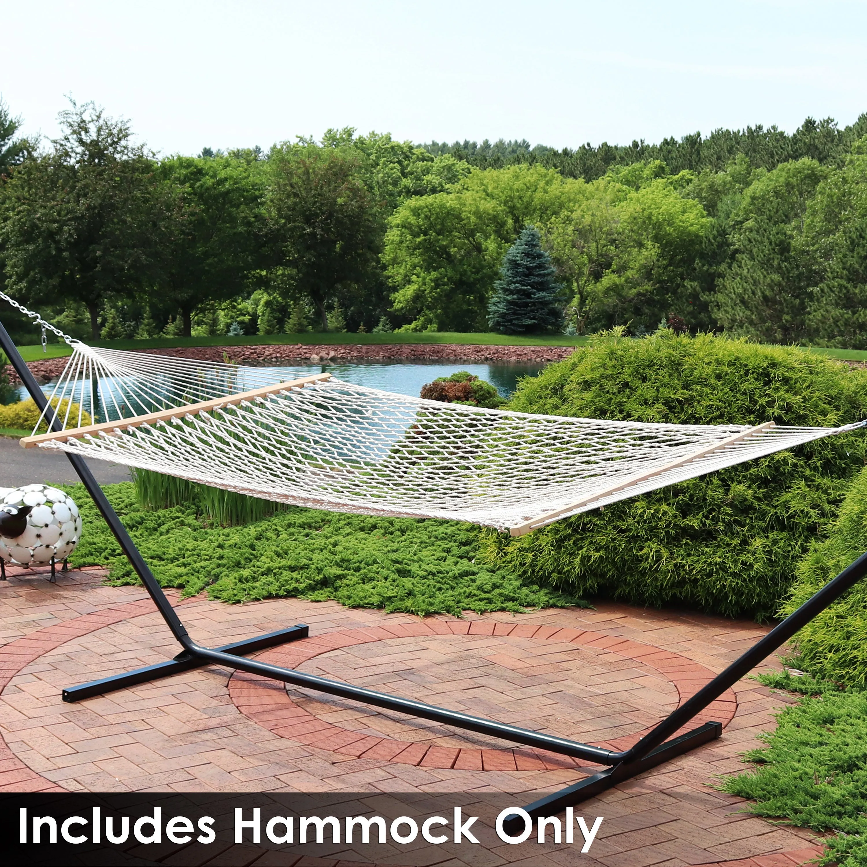 Sunnydaze Double Wide 2-Person Spreader Bar Rope Hammock