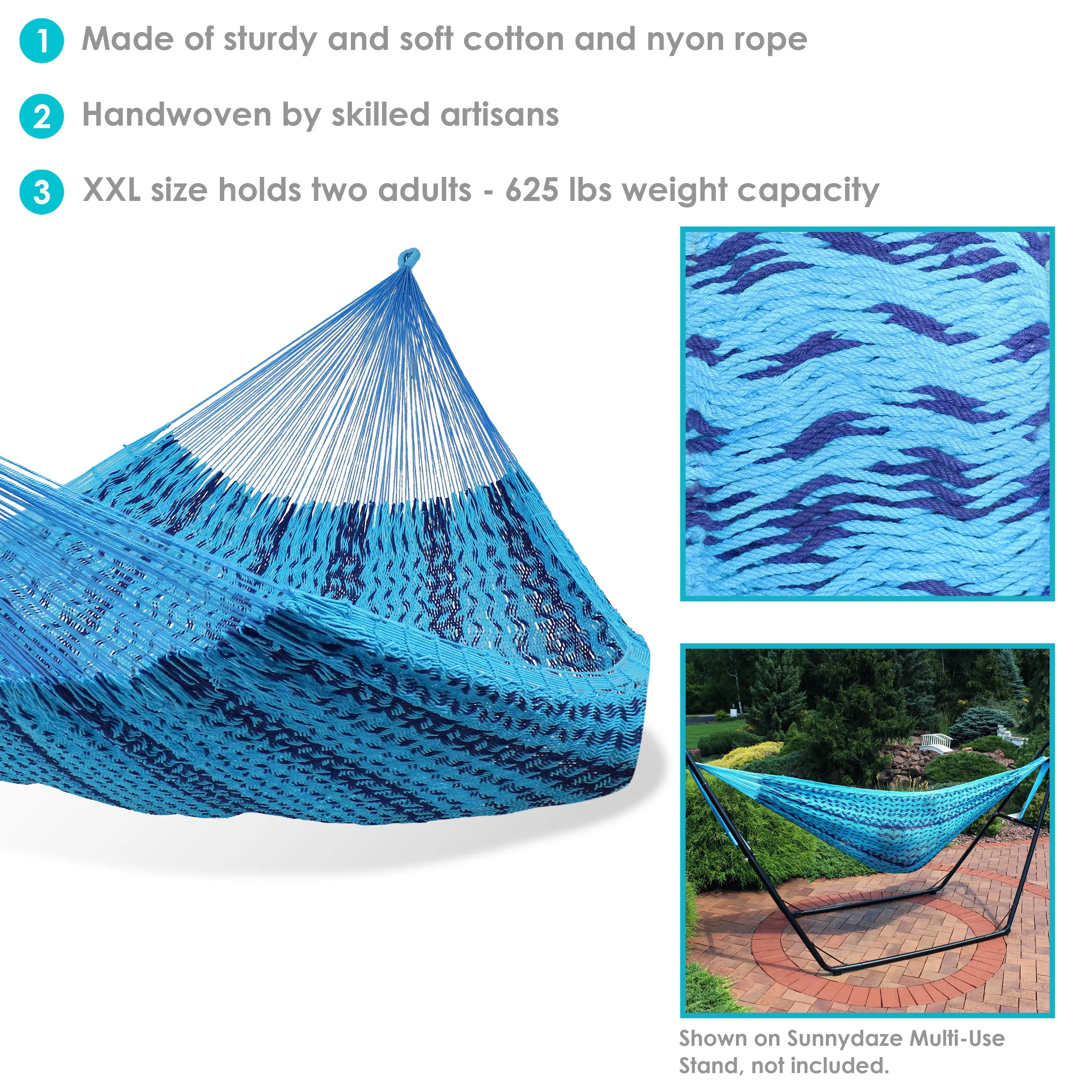 Sunnydaze Family Size Handwoven Thick Cord Mayan Hammock