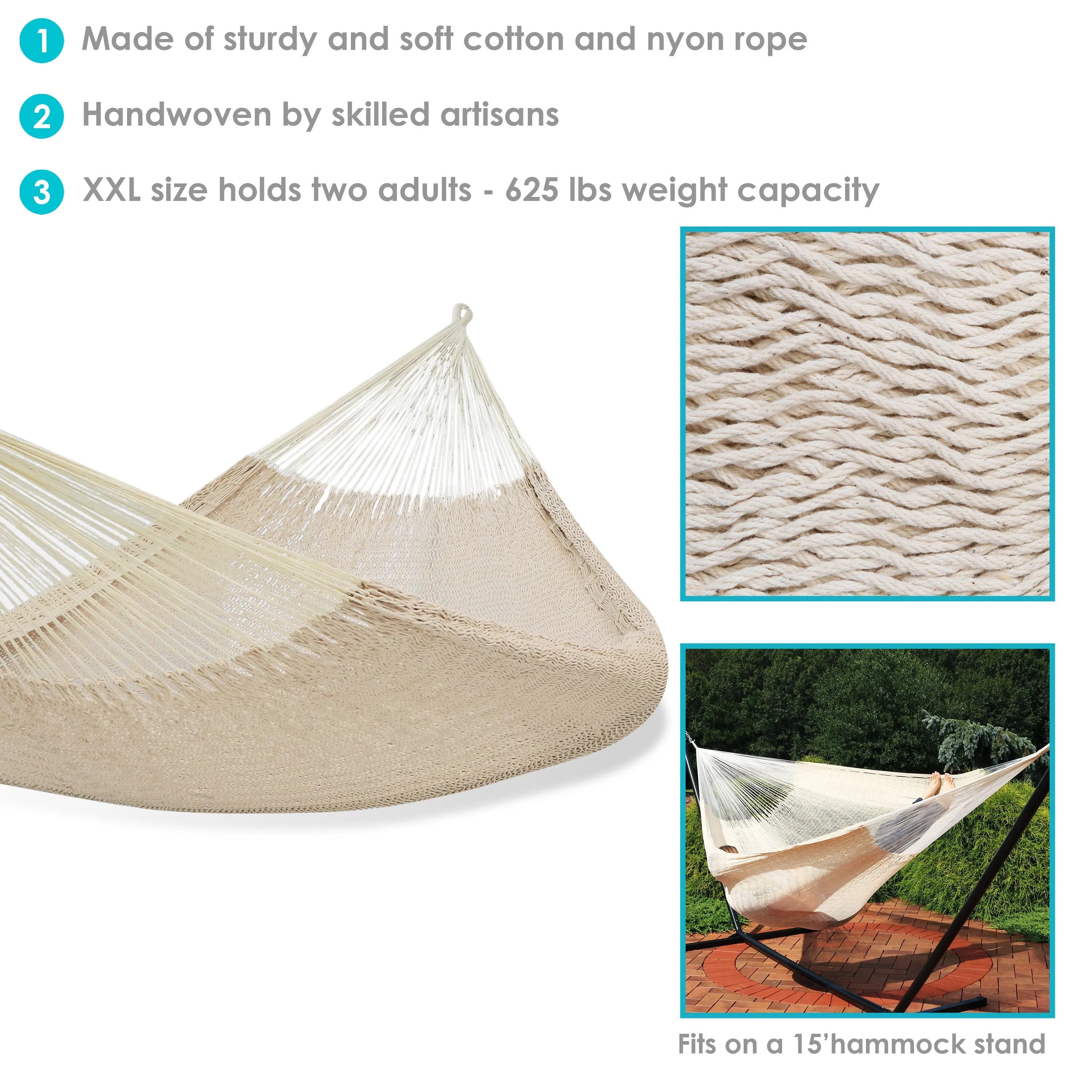 Sunnydaze Family Size Handwoven Thick Cord Mayan Hammock