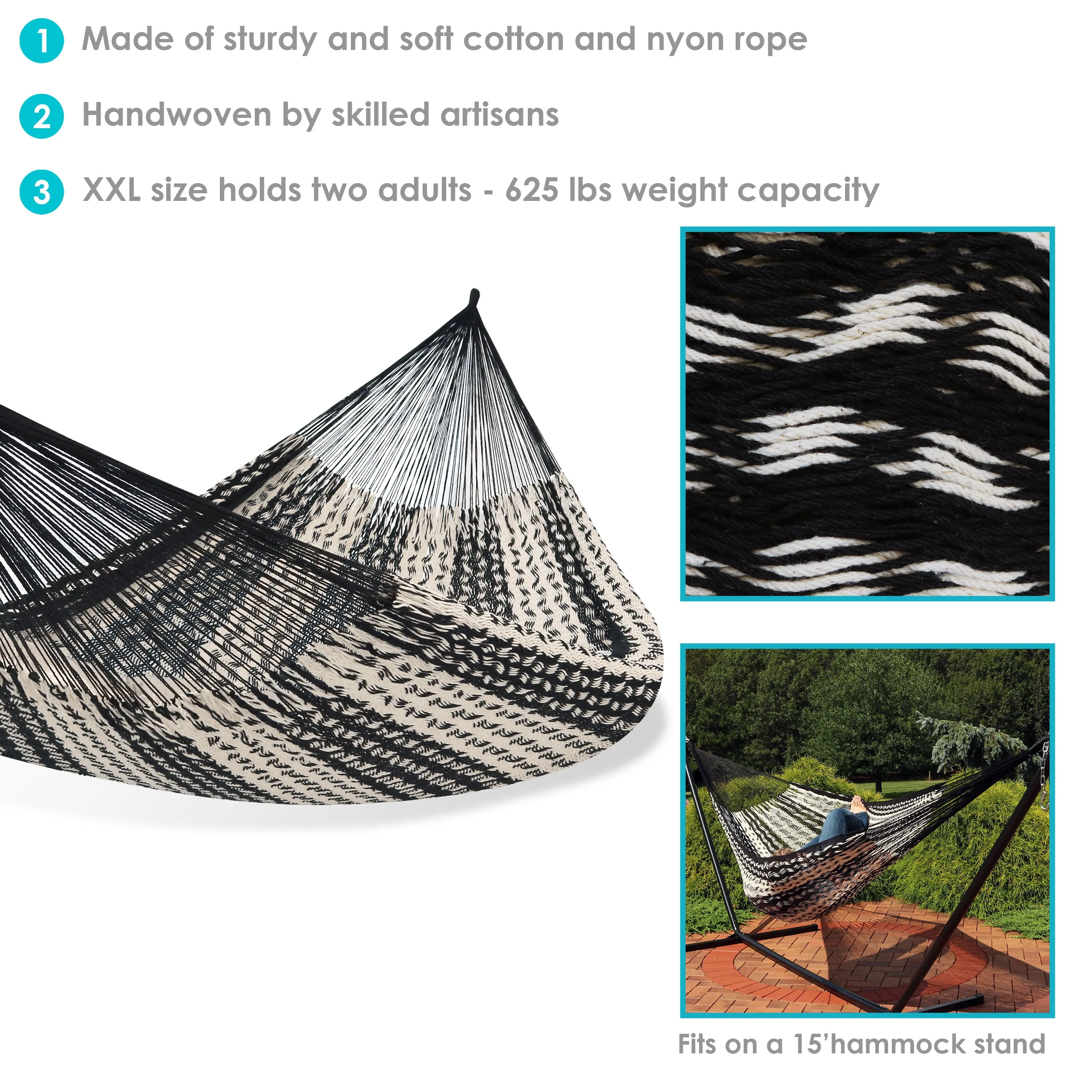 Sunnydaze Family Size Handwoven Thick Cord Mayan Hammock