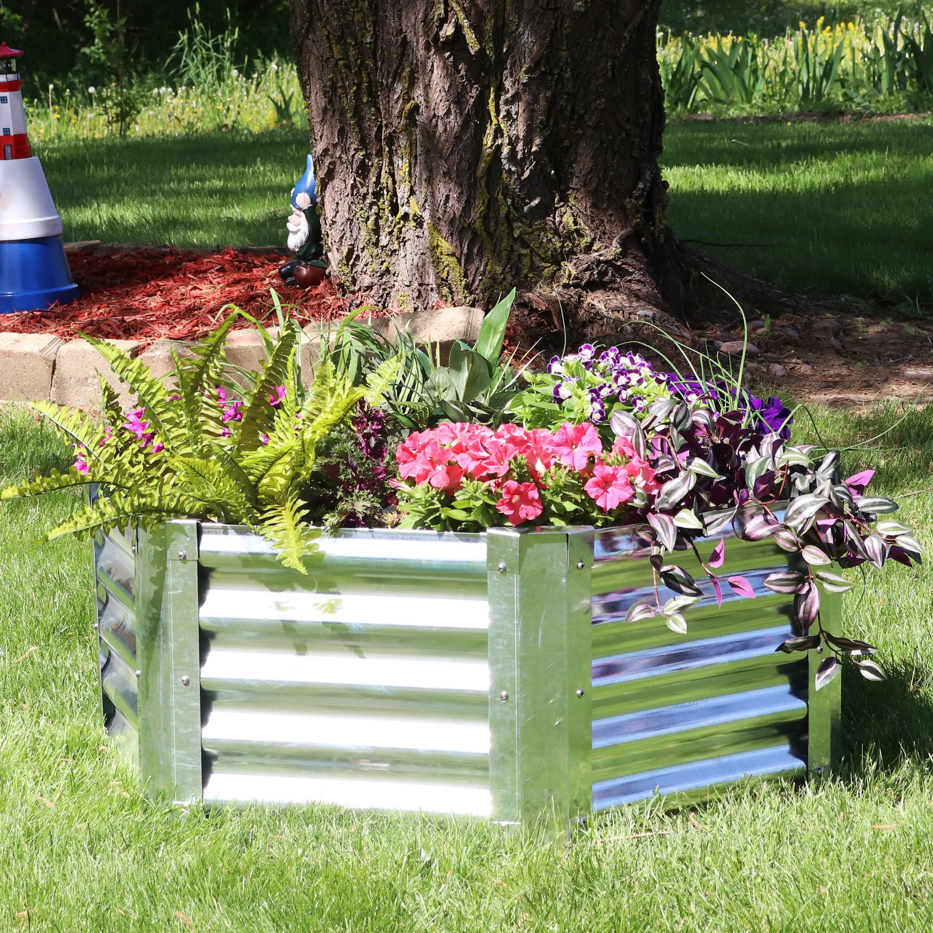 Sunnydaze Galvanized Steel Raised Garden Bed - Hexagon