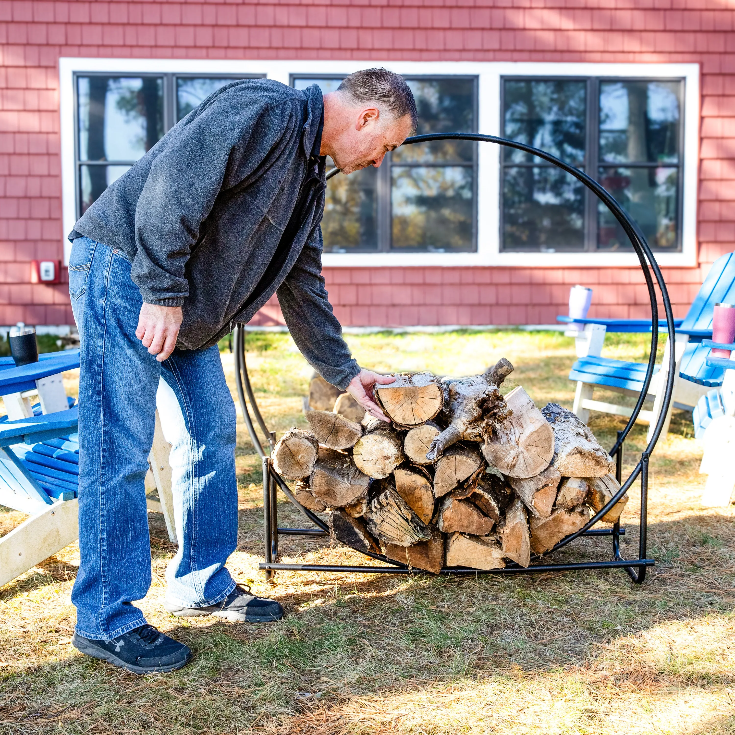 Sunnydaze Outdoor Round Firewood Rack