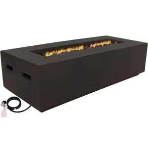 Sunnydaze Rectangular Liquid Propane Gas Fire Pit with Lava Rocks - 56"