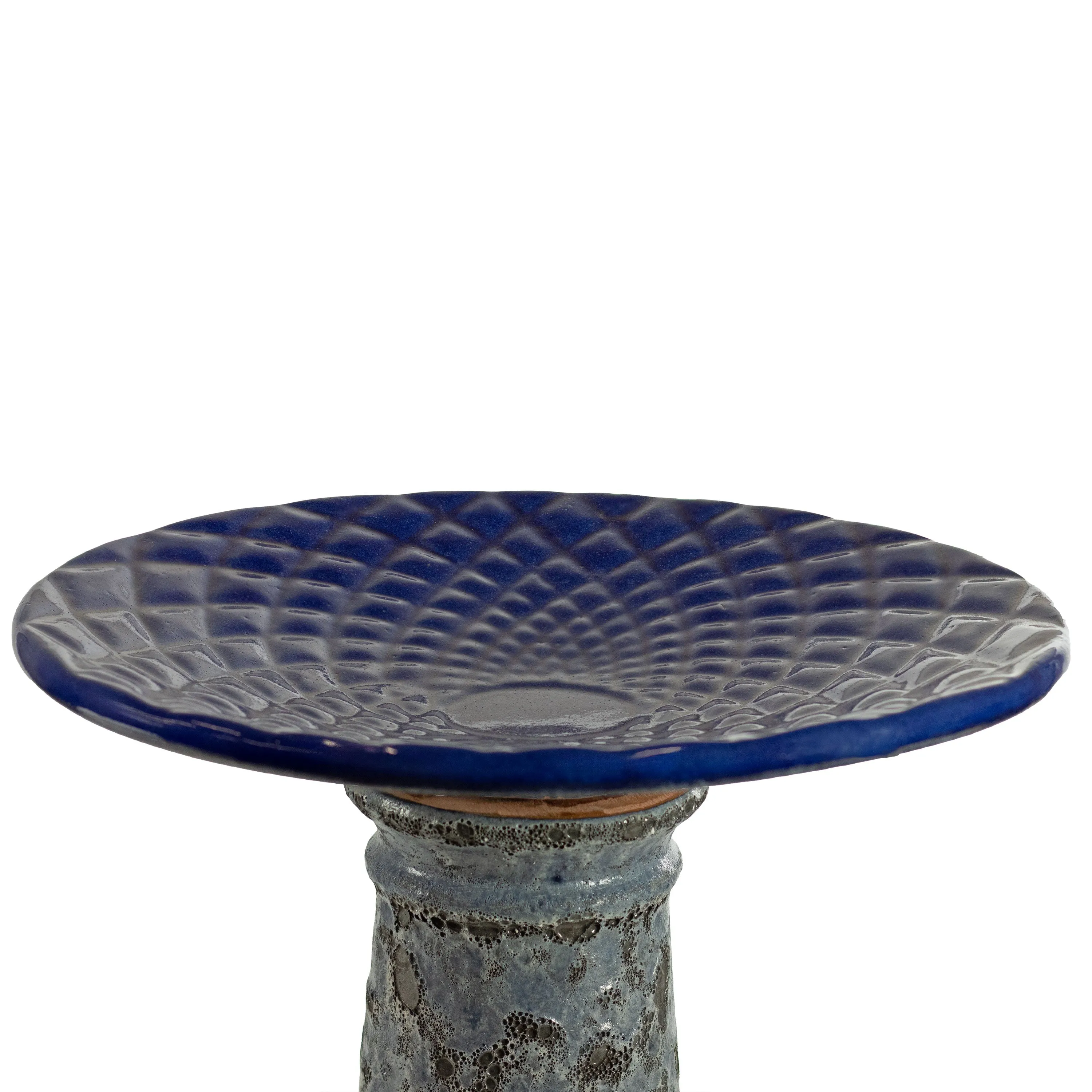 Sunnydaze Rennes Outdoor Ceramic Bird Bath - Blue Lava Finish - 22.5" H