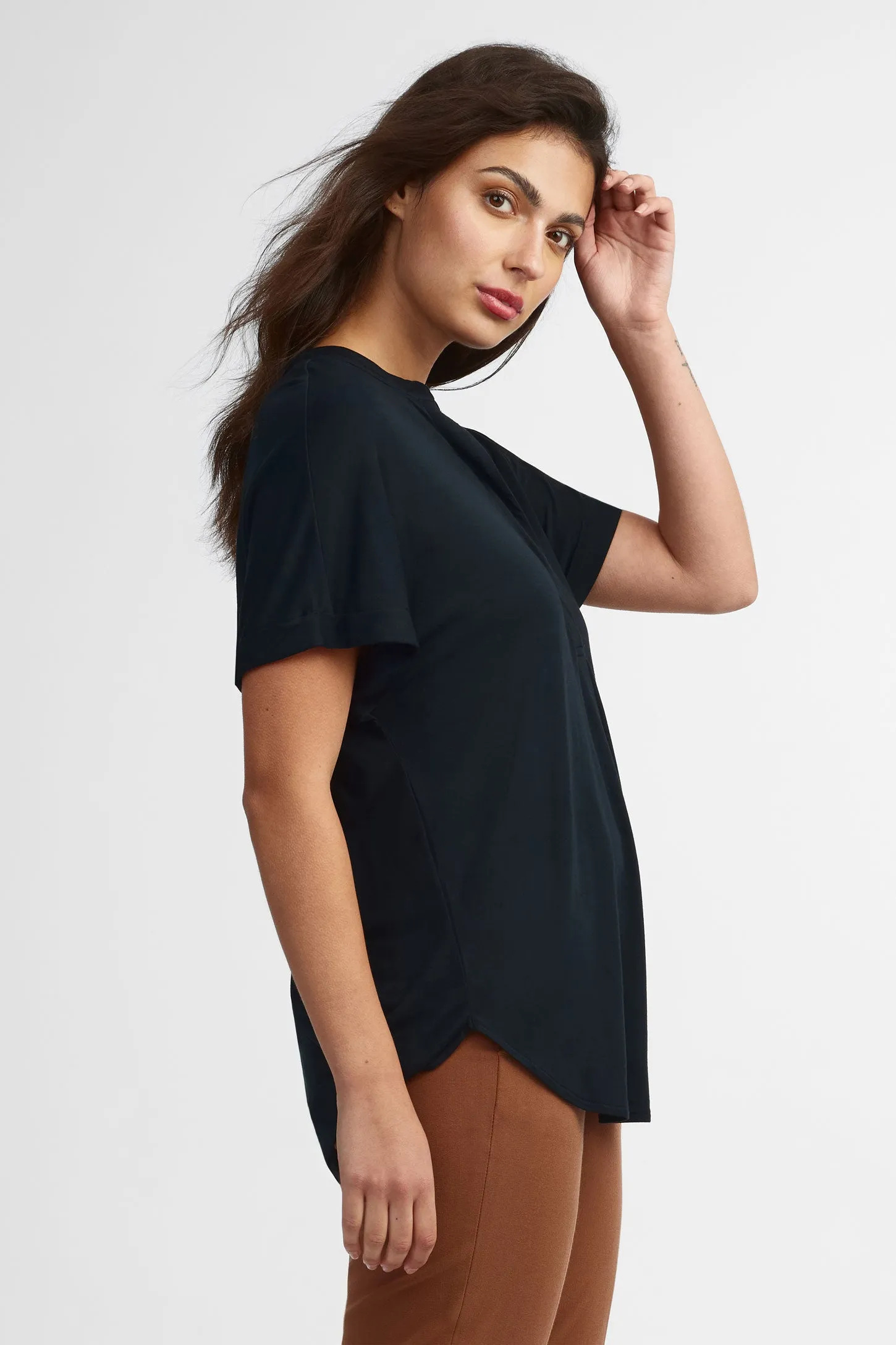 T-shirt henley modal - Femme