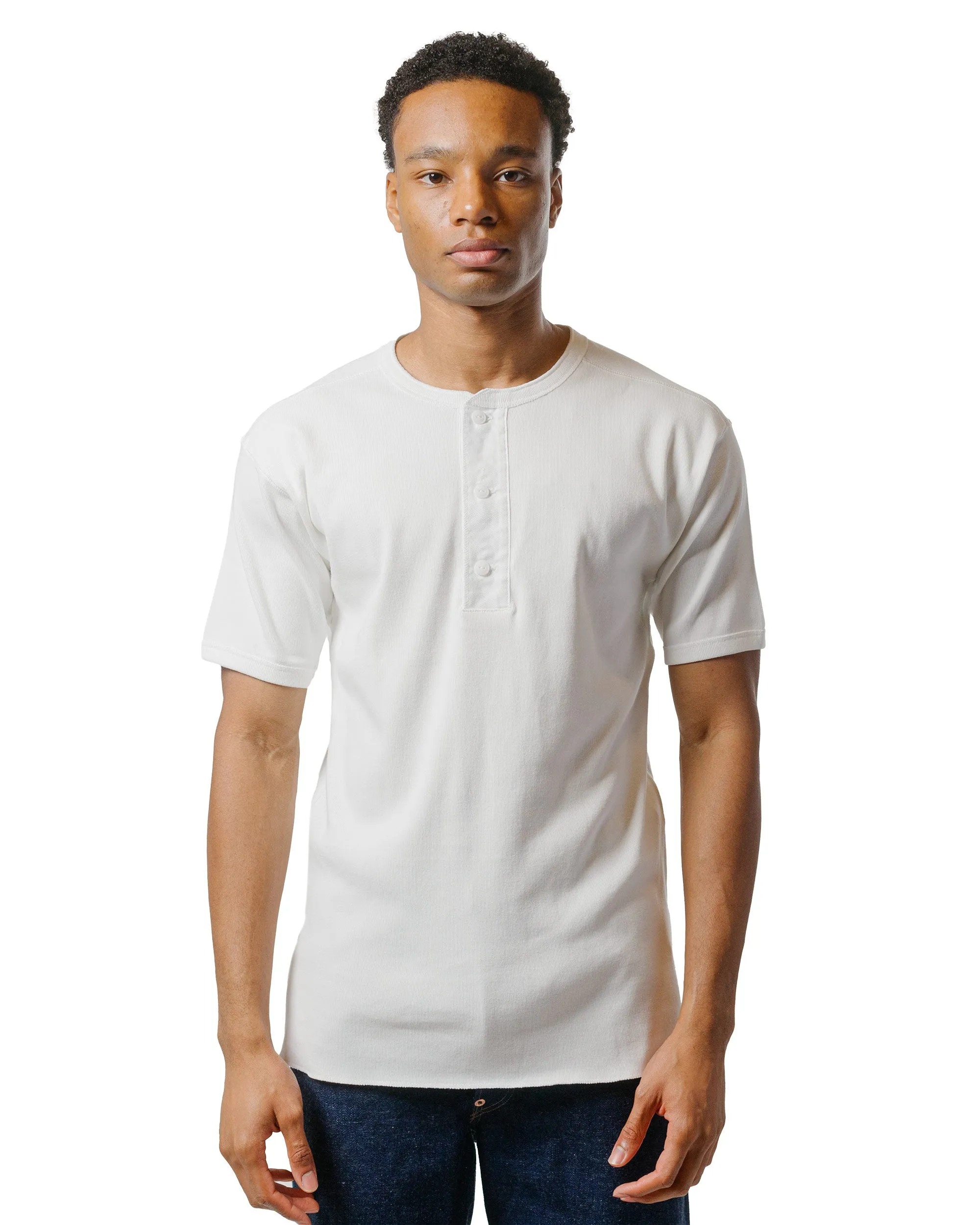 The Real McCoy's MC23022 Union Henley Undershirt S/S White