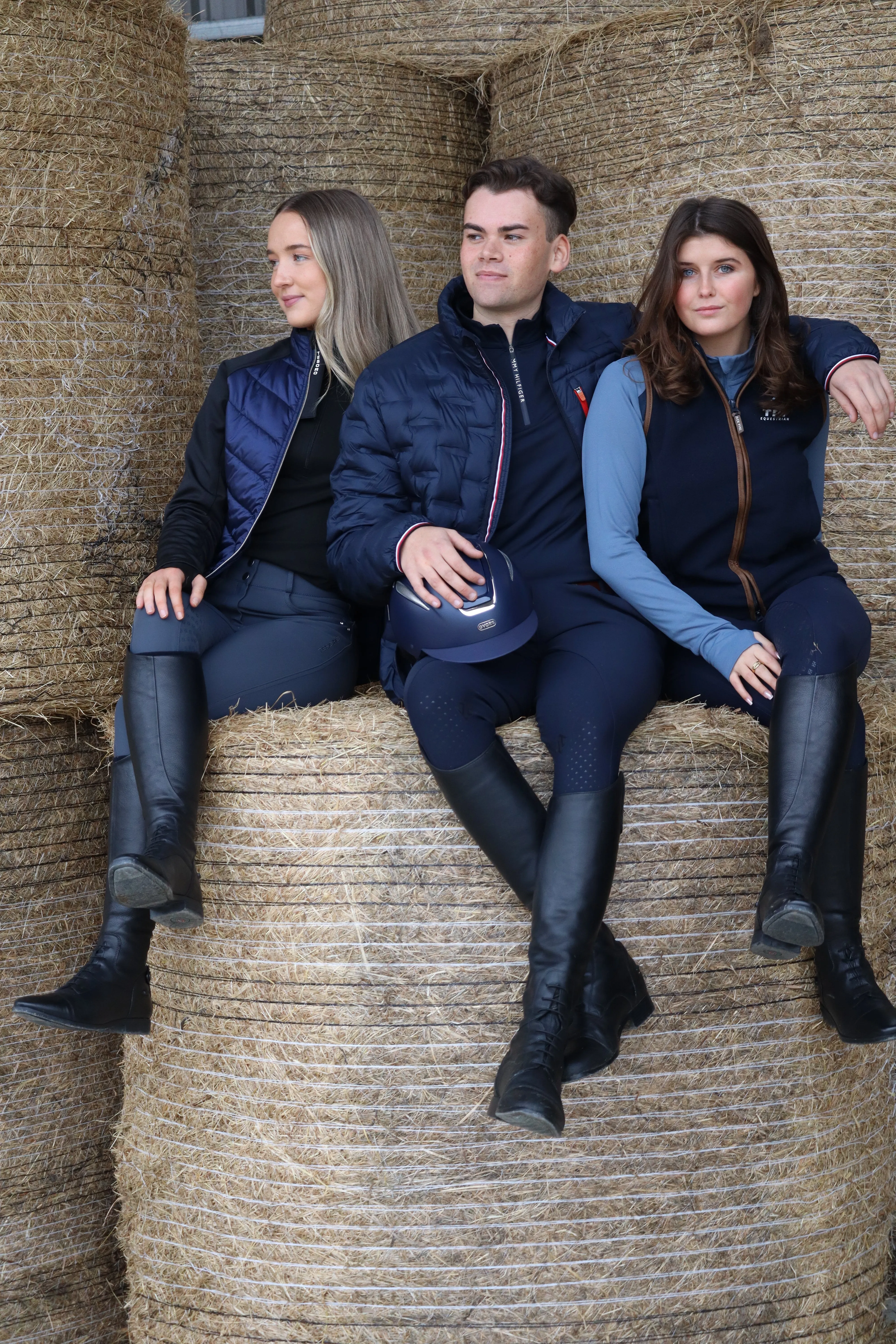 TRI Equestrian Ladies Fleece Gilet with Logo Navy