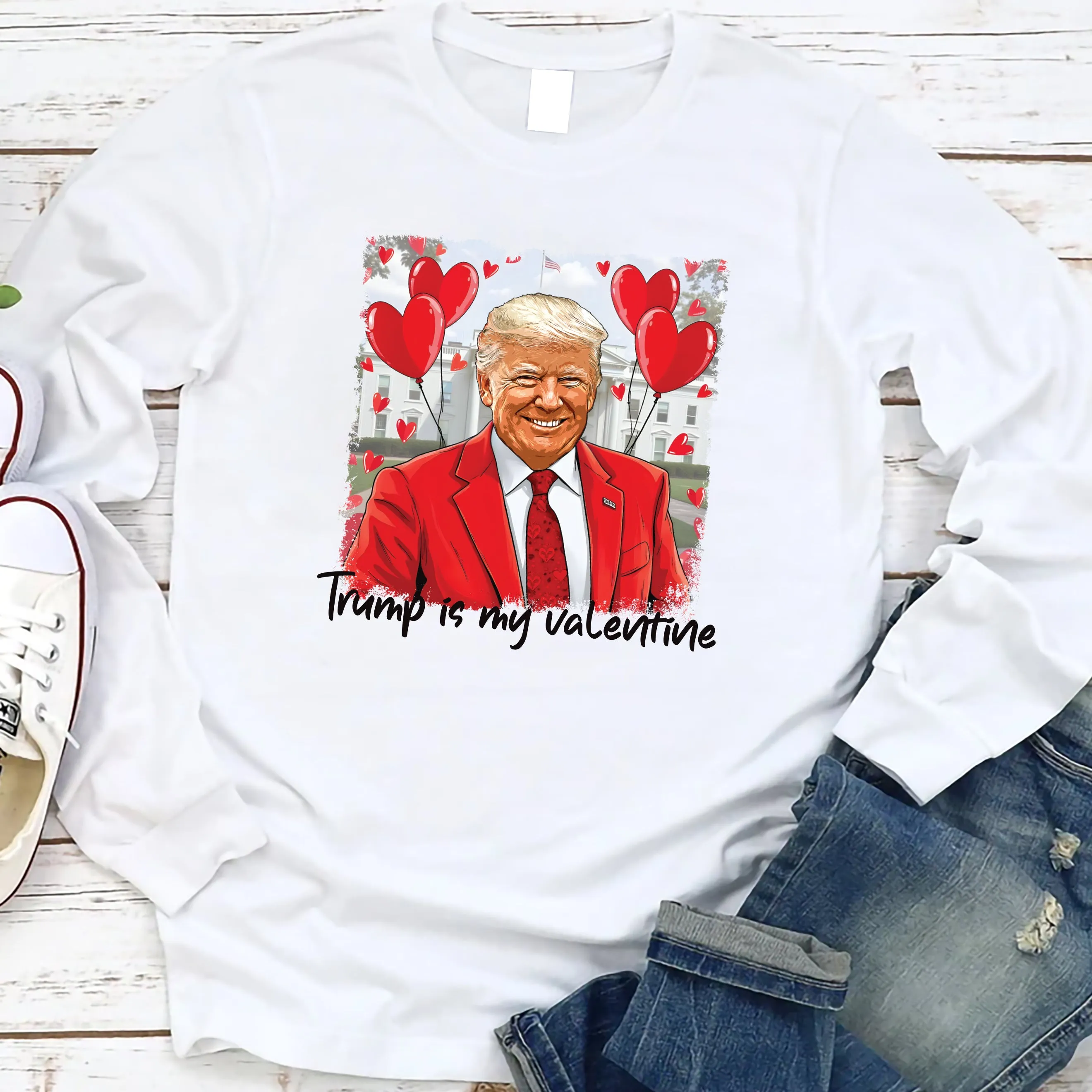 Trump Is My Valentine Long Sleeve Shirt, Political Maga Valentine Shirt