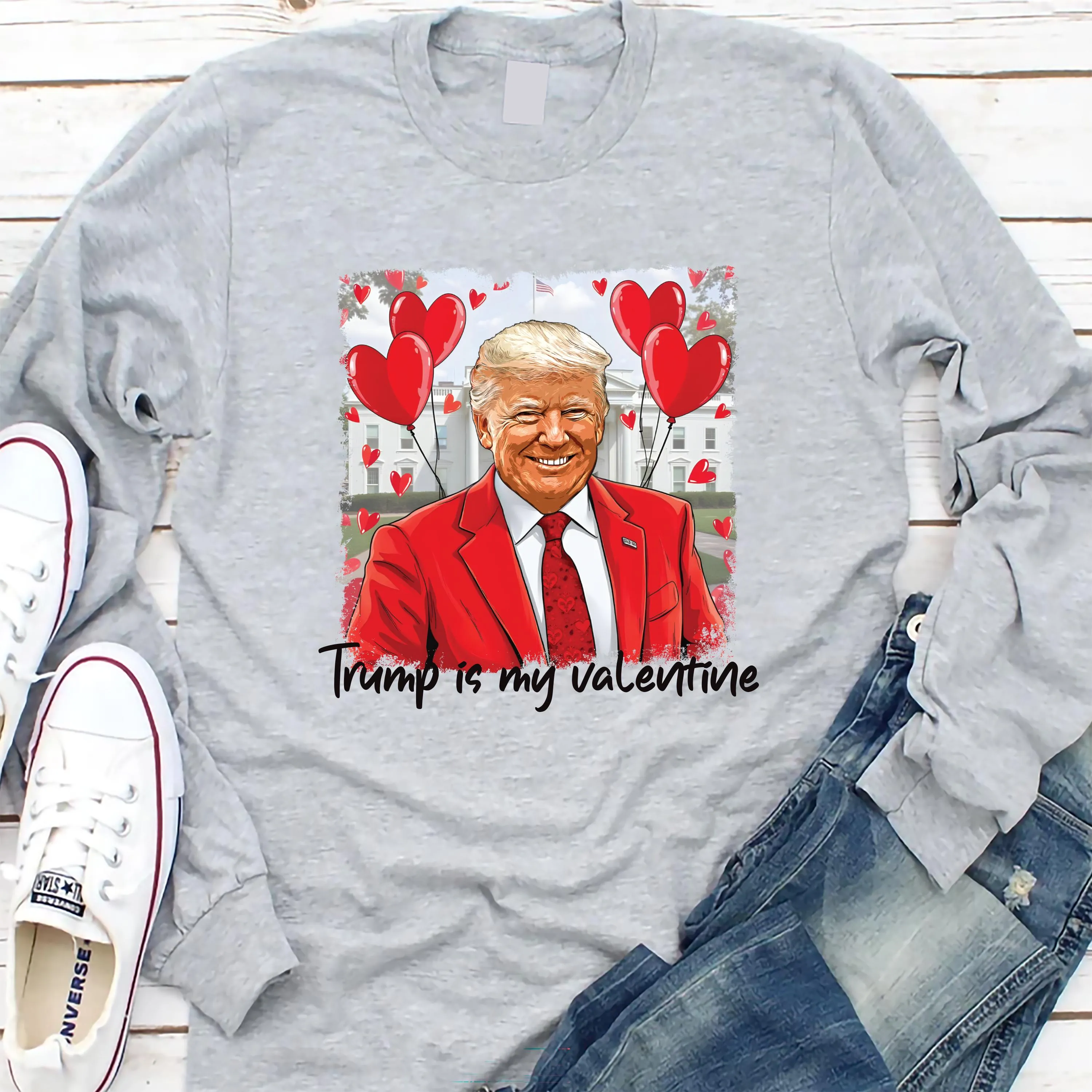 Trump Is My Valentine Long Sleeve Shirt, Political Maga Valentine Shirt