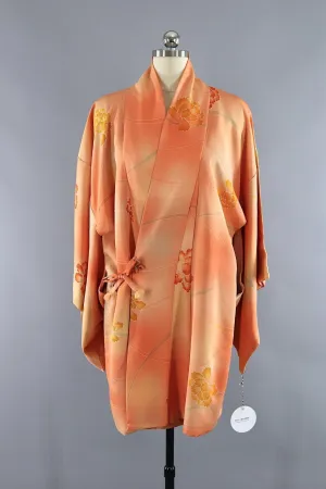 Vintage Silk Kimono Jacket / Orange Ombre Floral