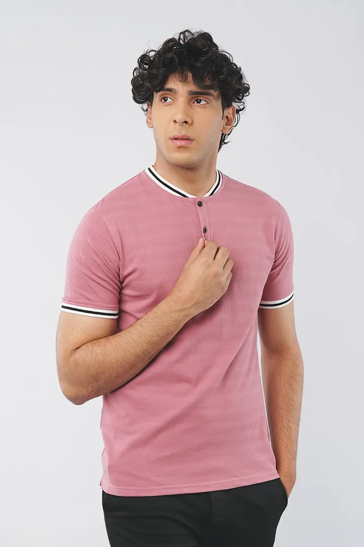 Watermelon Pink Henley T-shirt