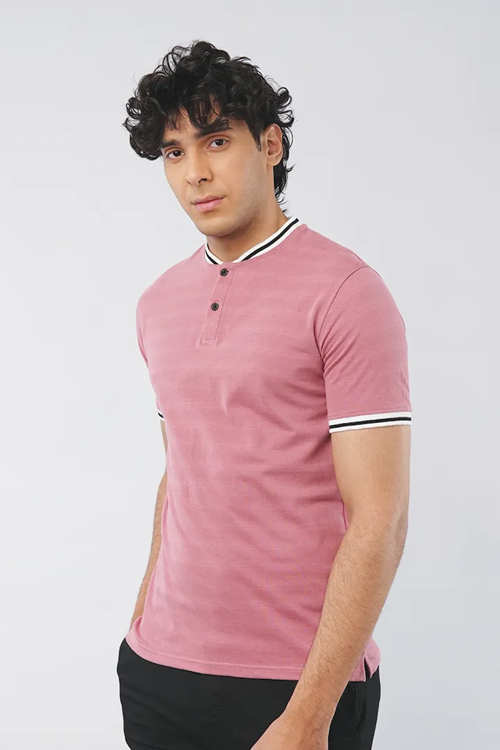 Watermelon Pink Henley T-shirt