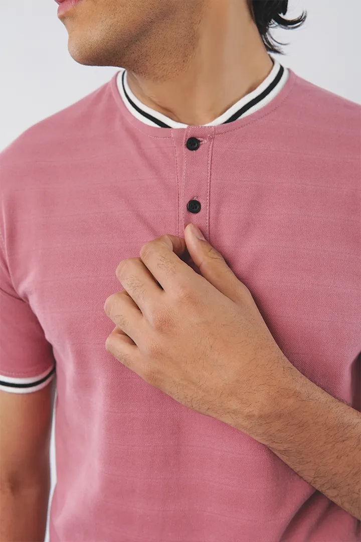 Watermelon Pink Henley T-shirt