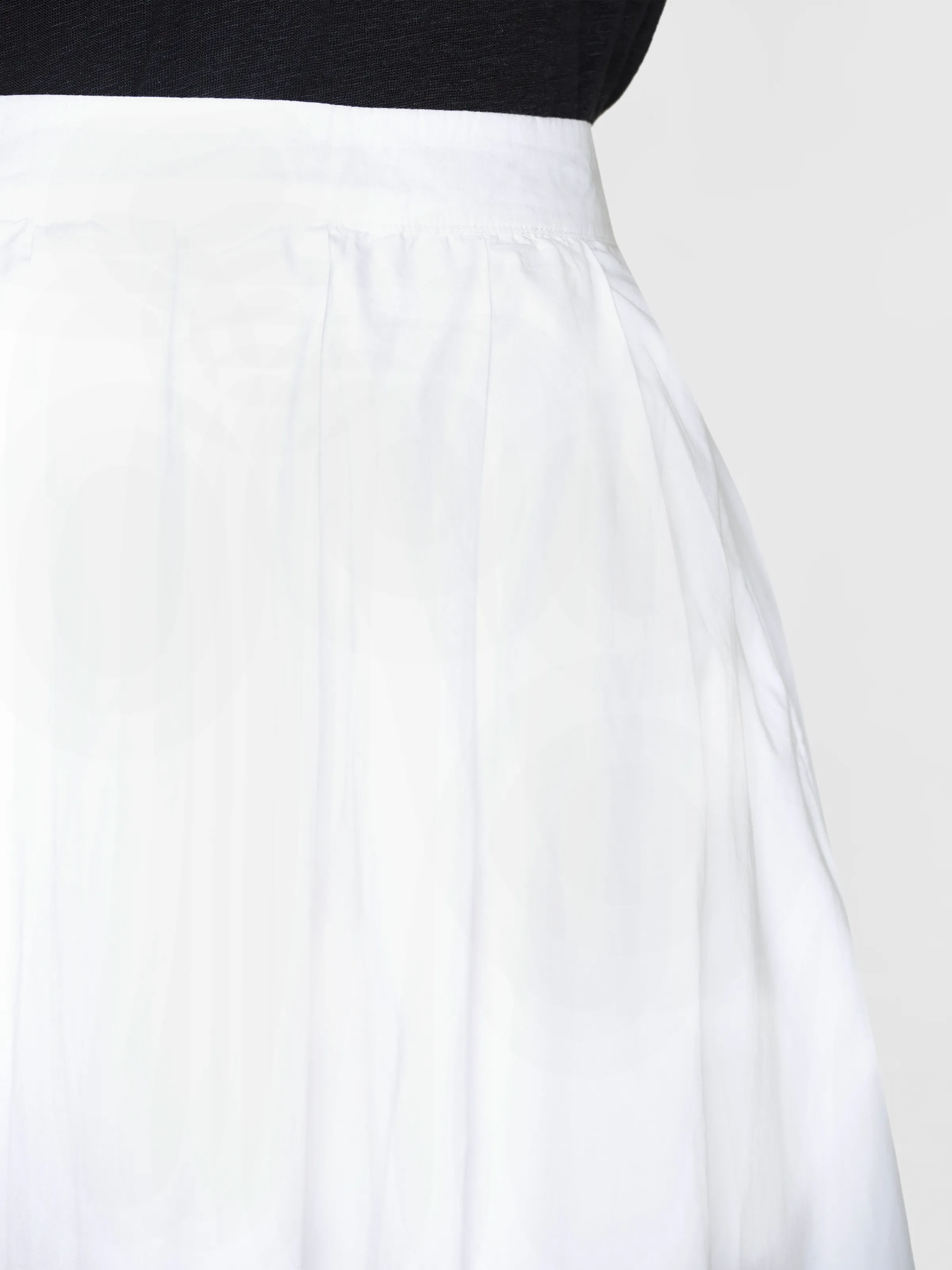 White Poplin PLeated Mid-length Skirt KNowledge Cotton Apparel